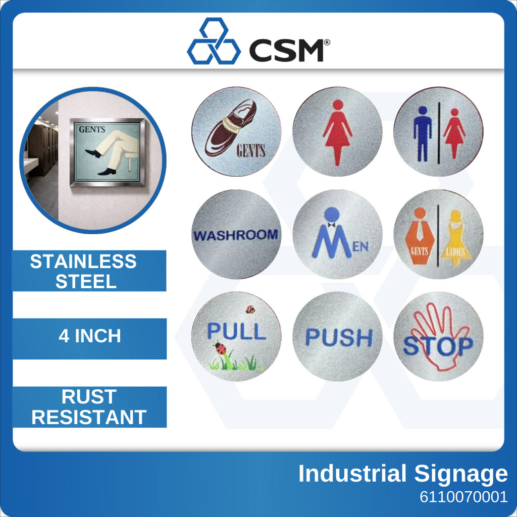 CSM 5S Stainless Steel Sign 4 Inch Round SUS Industrial Safety ...