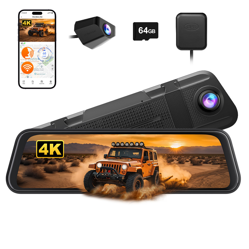 WOLFBOX M40 Dash Camera 4K Front and Rear Dash Cam ADAS Built-In WiFi ...