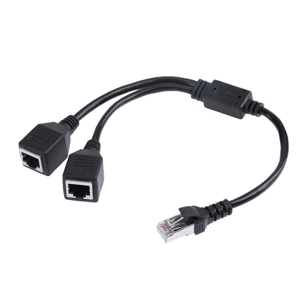 RJ45 Male to 2 Female Splitter DSL LAN Network Ethernet Adapter Cable ...
