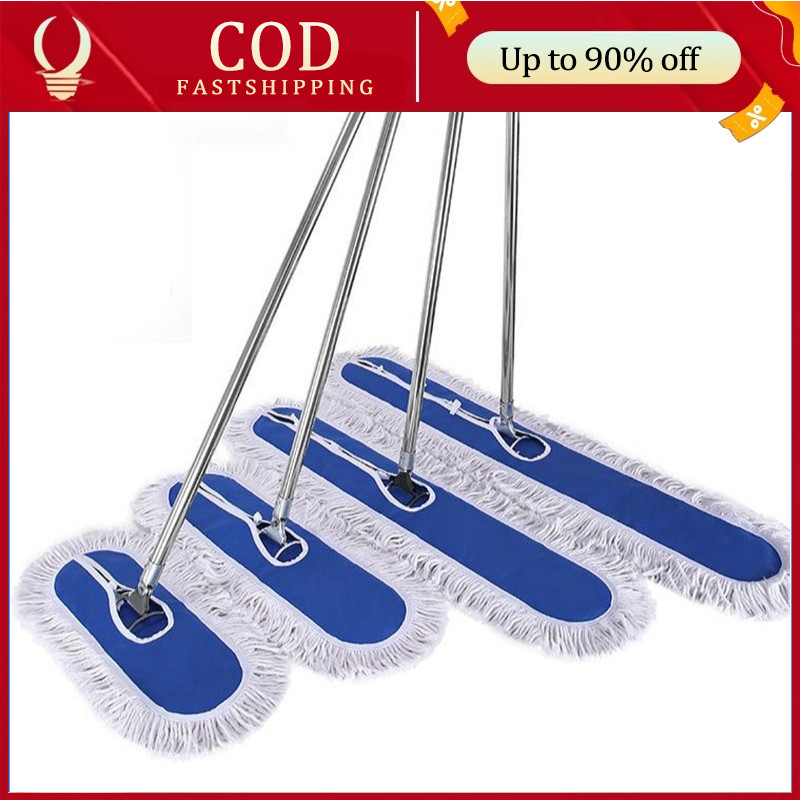 Heavy Duty Floor Dust Mop Complete Set Washable And Reusable Cotton ...