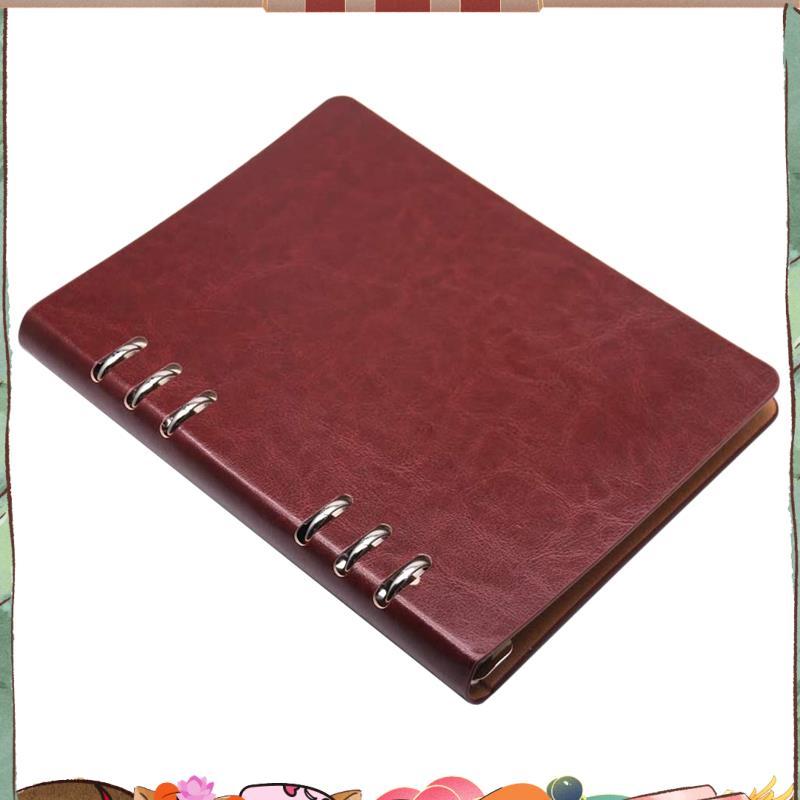 A5 Notebook 6 Holes PU Leather Cover Notebook Loose Pocket Leather ...