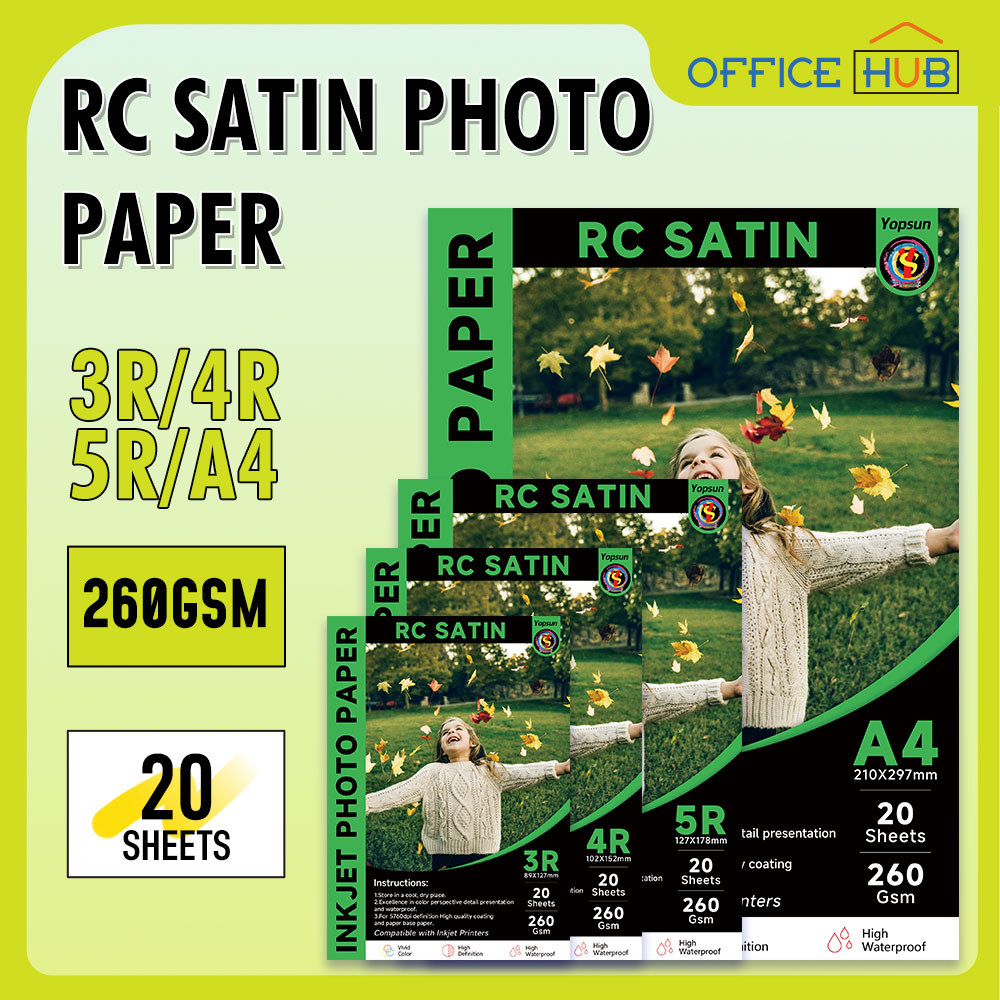 Yopsun RC Satin Photo Paper 3R | 4R | 5R | A4 No Back Print 260GSM ...
