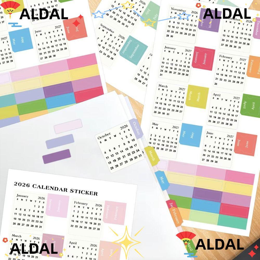 ALDAL Monthly Planner Stickers, Cartoon Self-adhesive 2026 Calendar ...