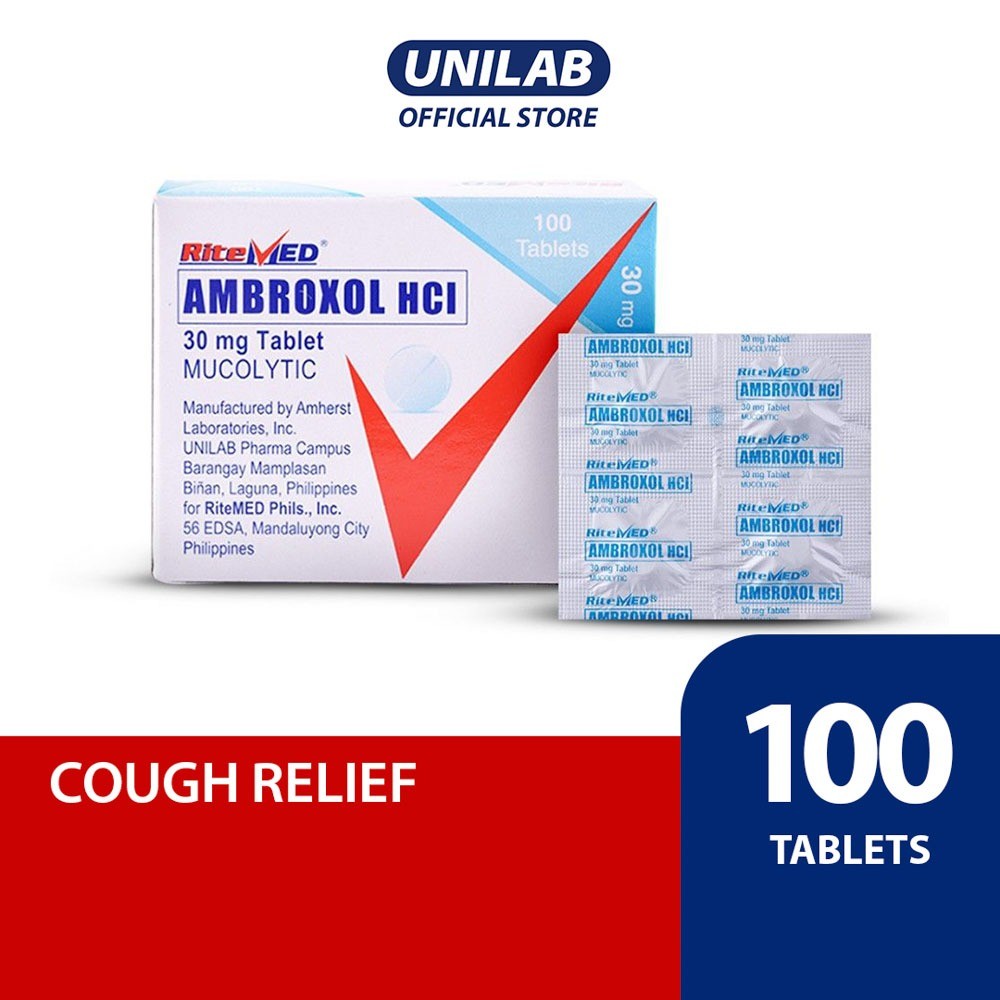 Unilab - RiteMED Ambroxol 30mg 100 Tablets (Cough Relief) | Shopee ...