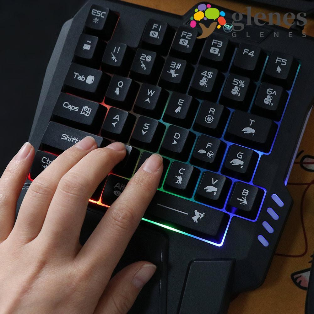 GLENES Single Hand Keyboard, USB Luminous One Handedly Keyboard, Single ...