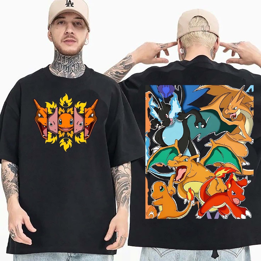 Pokemon TEE-Charmander-Charmeleon-Evolution CHARIZARD-Cotton PRINT TEE ...