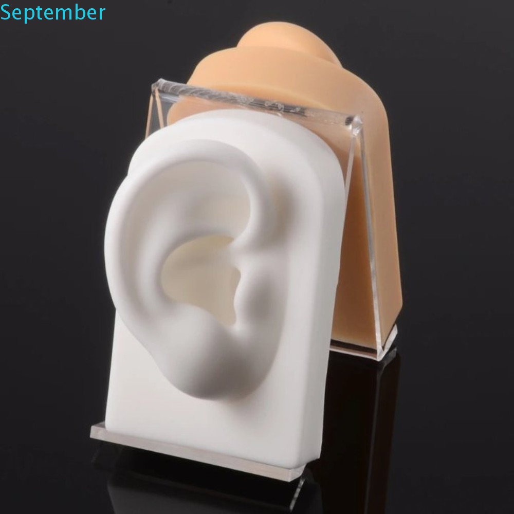 SEPTEMBER Human Ear Model Rack, Piercing Tool Black Silicone Ear Model ...