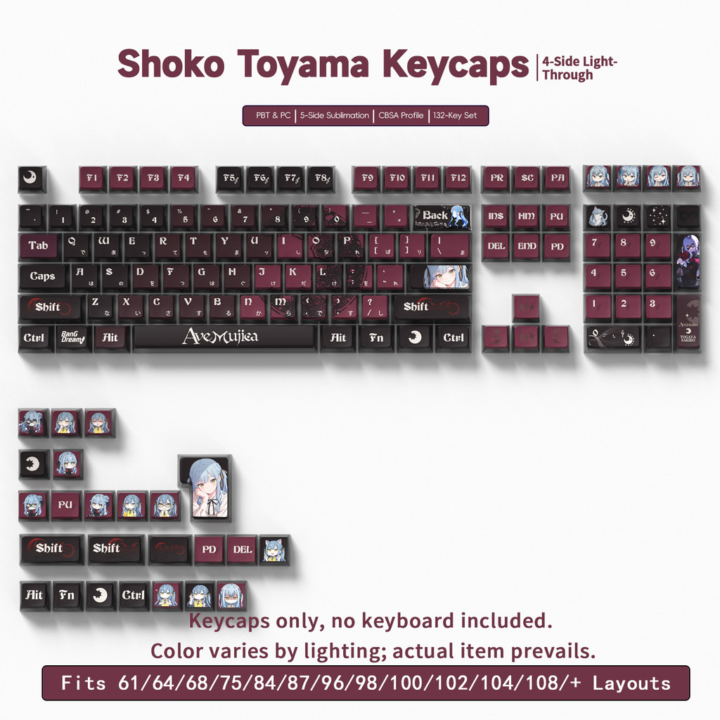 Japanese Radical Saki Avemujicca Keycaps Transparent Black Background ...