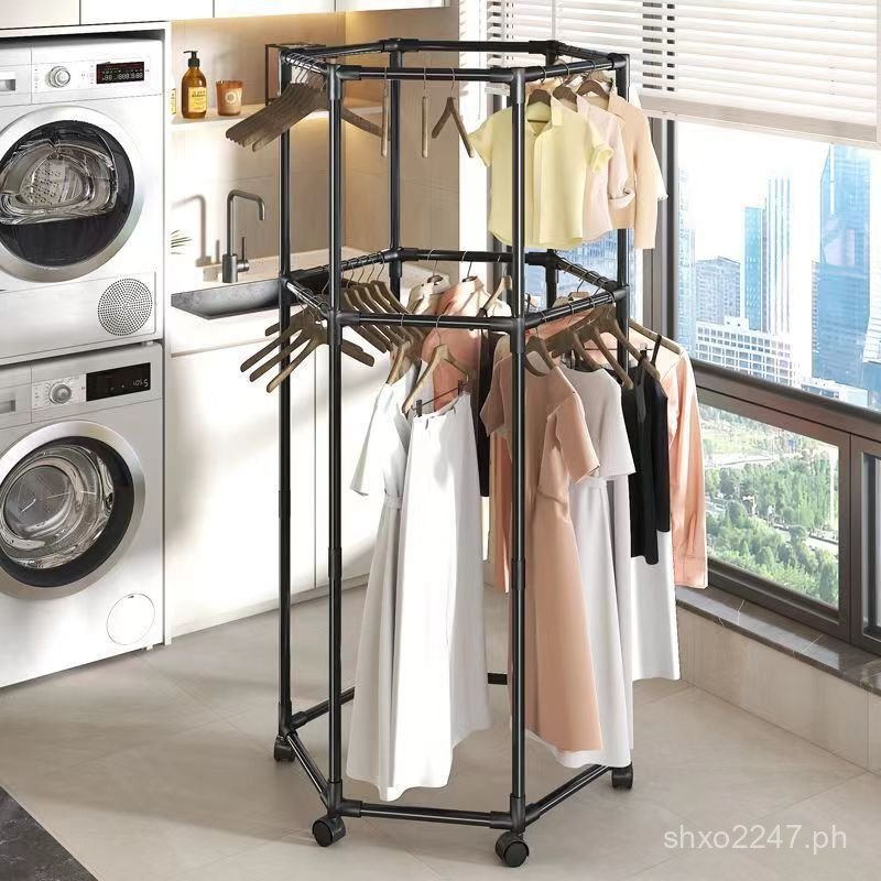 Clothes Hanger Rotating Rack Multifunctional Drying Rack Floor-standing ...