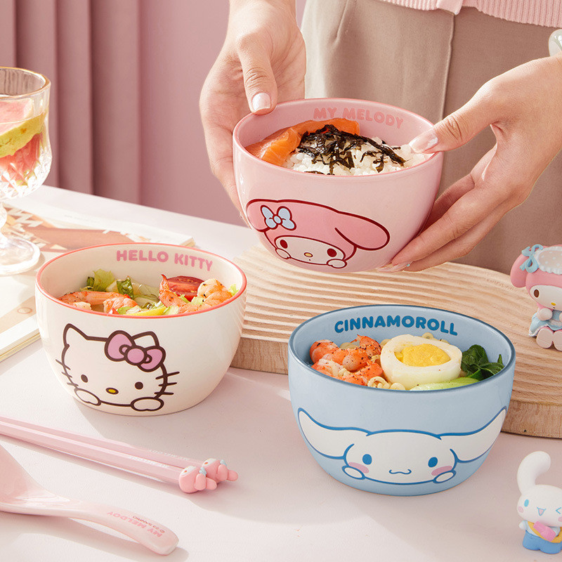 2025 New Product Sanrio Ceramic Bowl Household Rice Bowl Children Cute ...