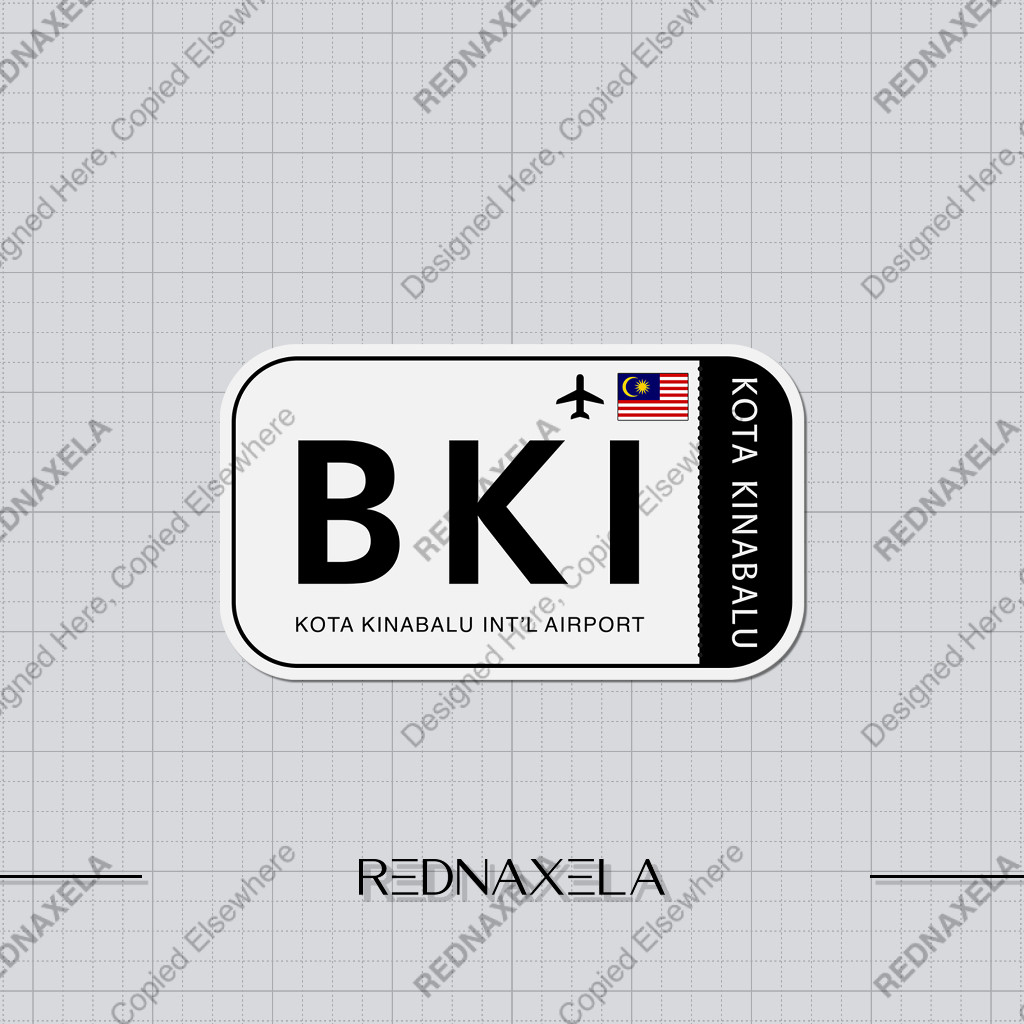 Vinyl Sticker Kinabalu Intl Airport Code BKI Sign Sticker | Shopee ...