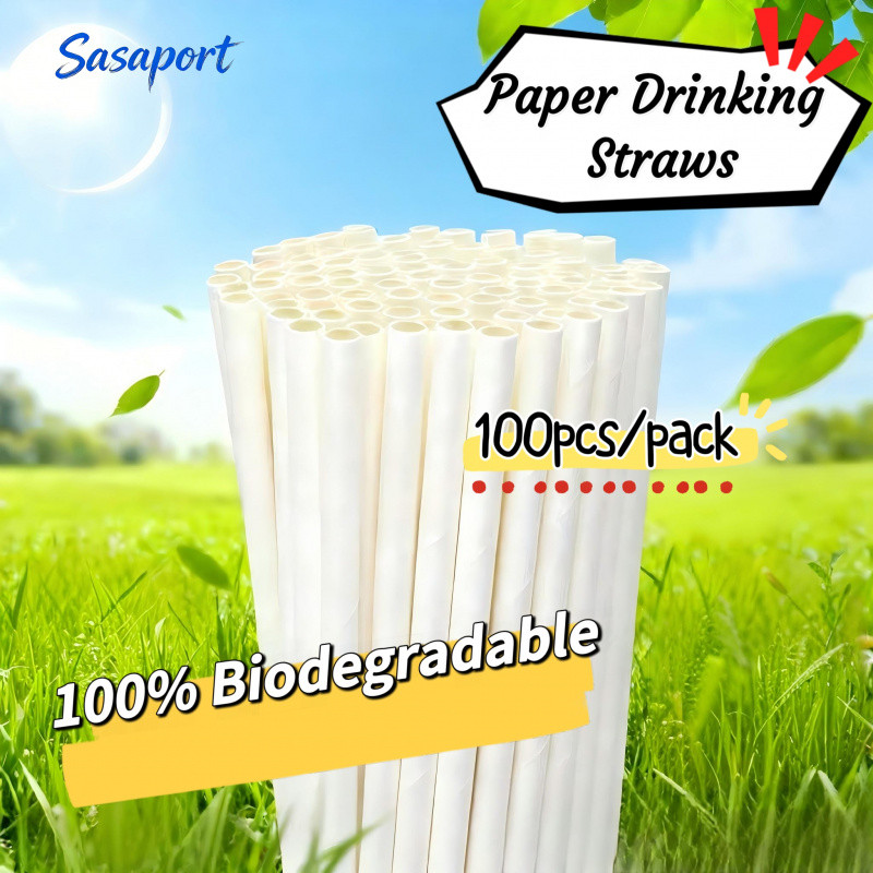 【100pcs】Wholesale Sago Paper Coffee Straws Individually Paper Juice ...