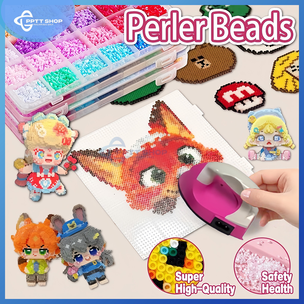 DIY Perler Beads 48 Colors Pixel Art DIY Iron-On Toy With Keychains ...