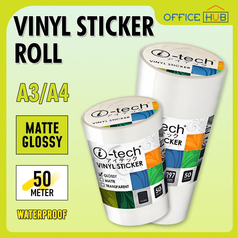 ITech Vinyl Sticker Roll Waterproof 50Meters A4 & A3 Printable High ...
