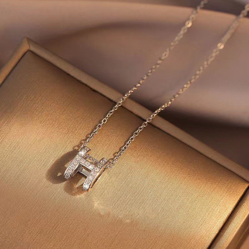 New H-letter necklace, unique design, gold clavicle chain for women ...