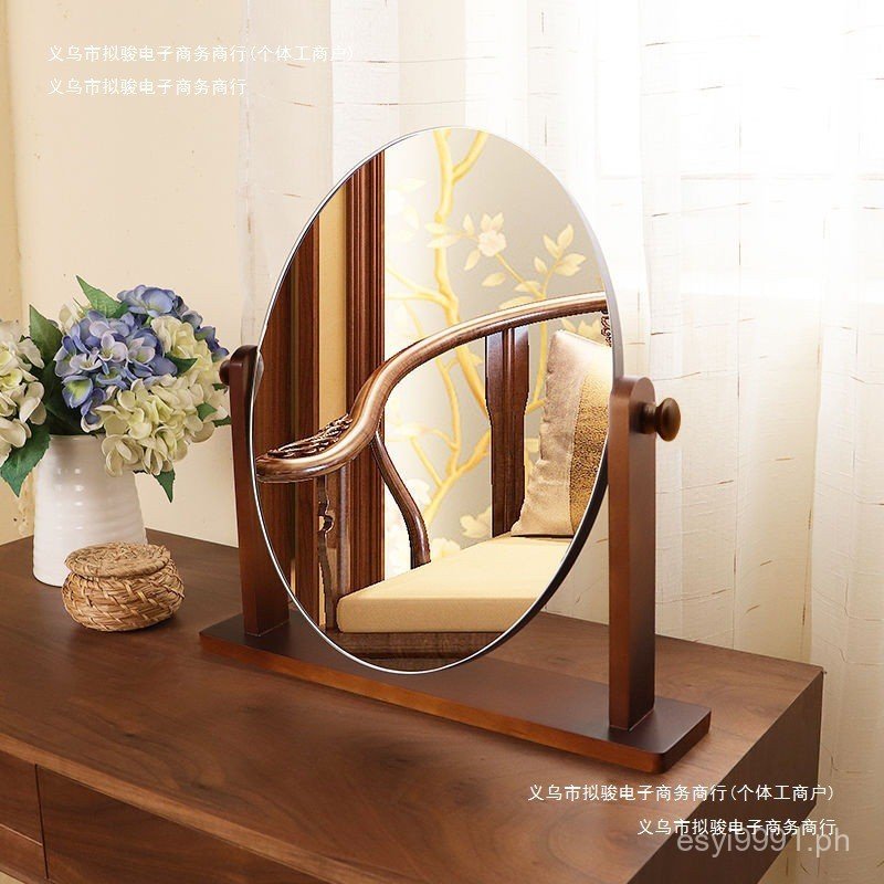 Desktop Double-Sided Home Rotating Mirror with Solid Wood Frame, Bride ...