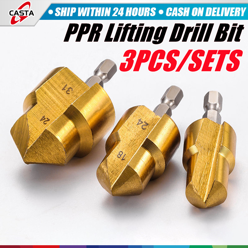 3PCS PPR Pipe Threader Set Drill Bits Threads for Water Pipes Hex Shank ...