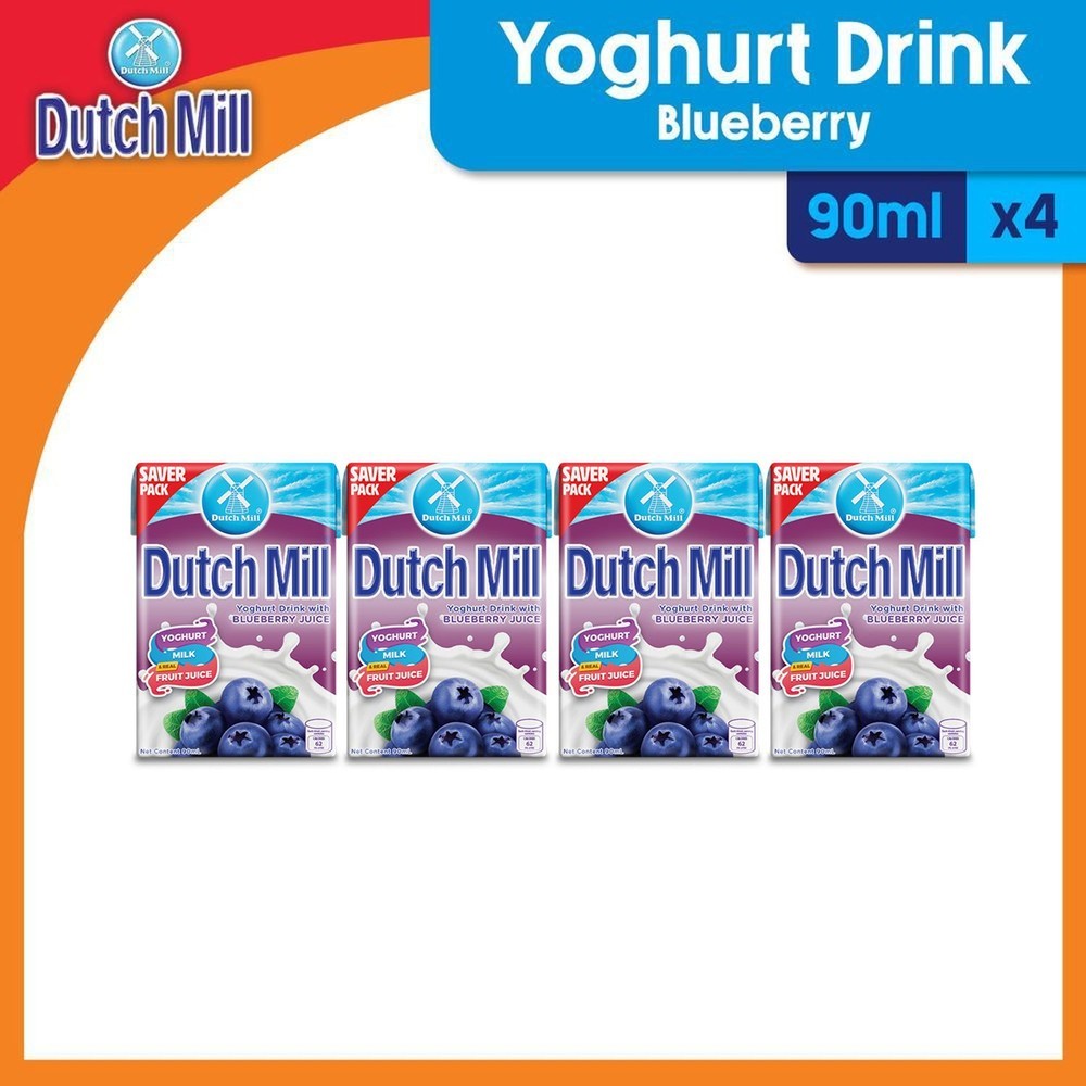 Dutch Mill UHT Yoghurt Drink Blueberry Saverspack 90ml x 4 brick ...