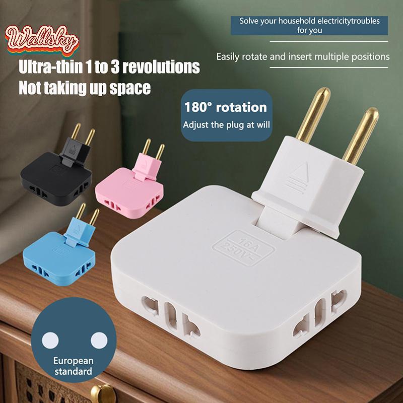 Wallsky> 3 In 1 US To EU Plug 180 Degree Rotatable Soet Converter ...
