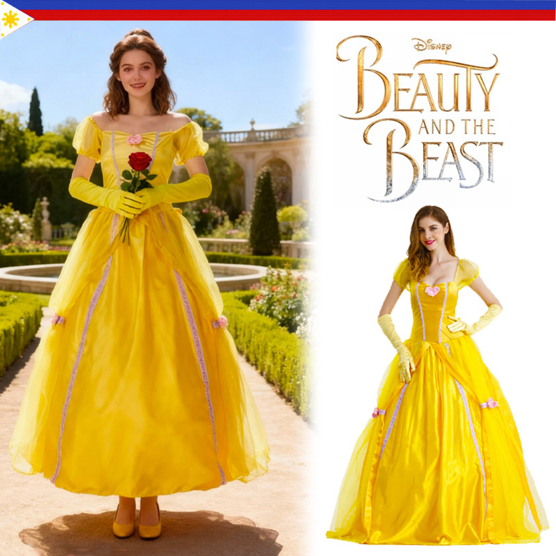Beauty And Beast Belle Costume Princess Dress For Women Adult Halloween  Outfit Set | Shopee Philippines