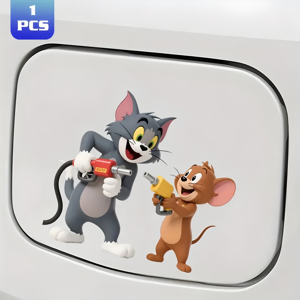 Cartoon Cartoon Tom Cat Jerry Mouse Fuel Tank Cap Sticker Car Sticker ...