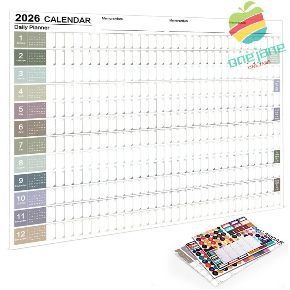 ONE-JANE Wall Calendar 2026, Wall Mount 12 Month Annual Planner ...