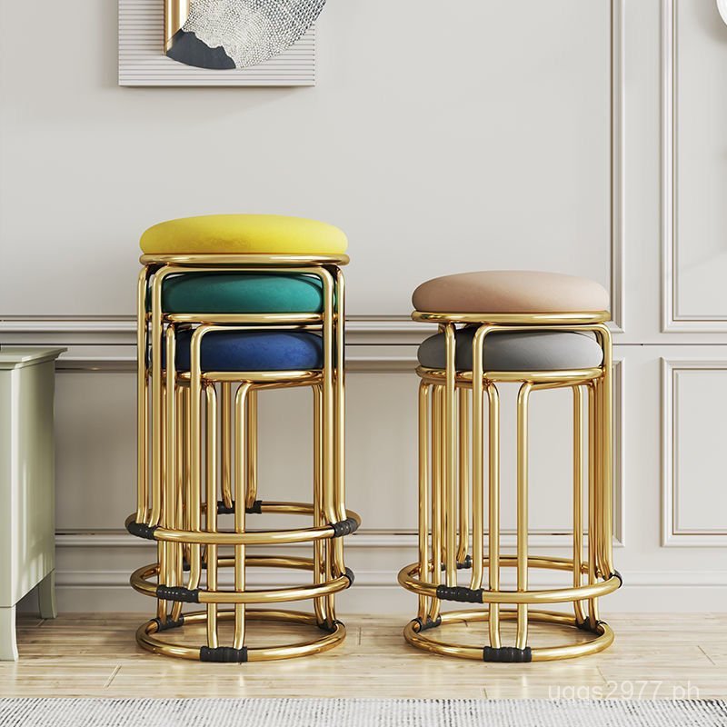 Round Stool Stool Light Luxury Dining Table Stackable Nordic Modern ...