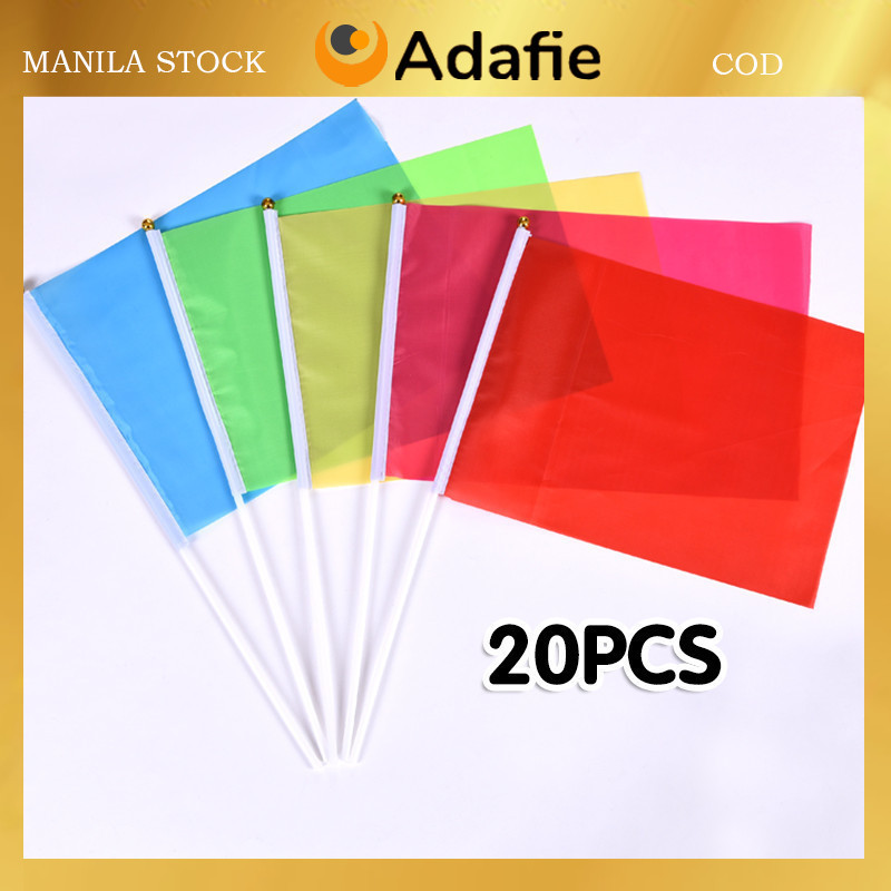 [Ada] 20pcs Solid Color Mini Hand Held Flag Signal Flags For Party ...