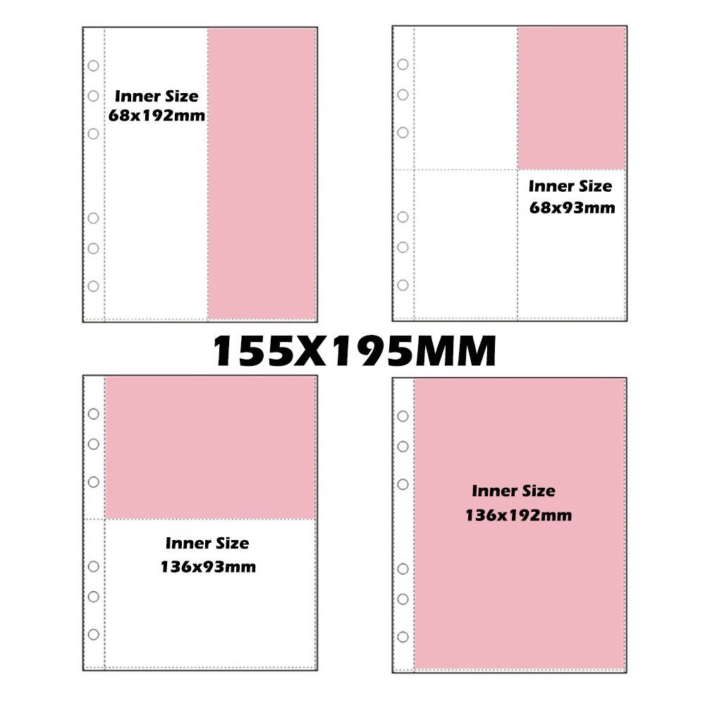 ROYALX0 Multiple Pockets Sleeve, A5 Transparent Photocard Binder Sheets ...