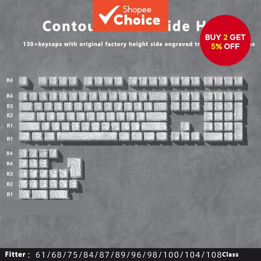 Keycaps Contour Topographic Circuit Across LED Key Caps Doubleshot PBT ...