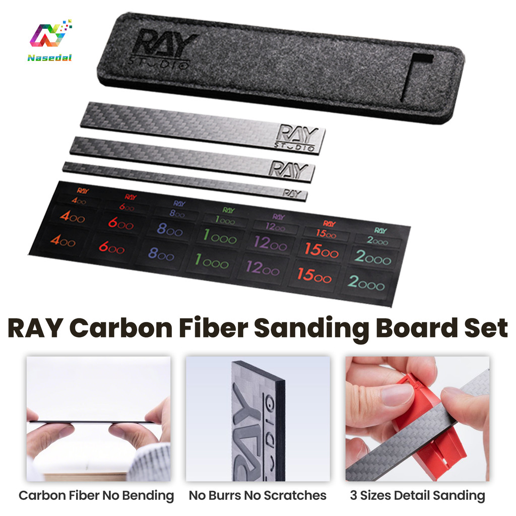 RAY Carbon Fiber Sanding Board Set 3 pcs 5/10/15mm Smooth Edges No ...