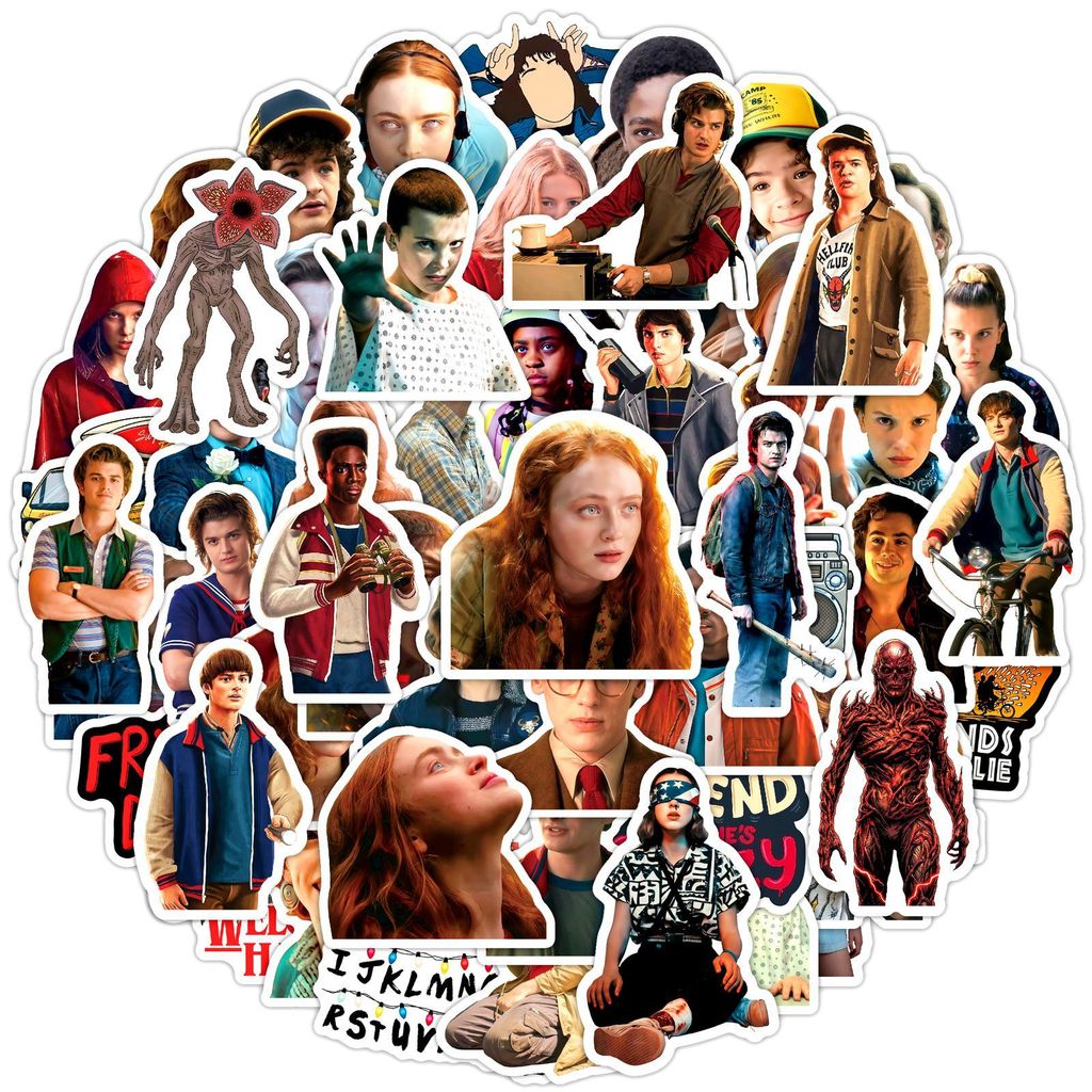60 Sheets Stranger Things Themed Stickers - Waterproof Labels for ...