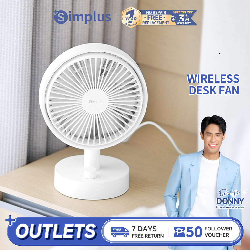 Simplus Desk Fan Portable Small Electric Table Fan Type-C Charging ...