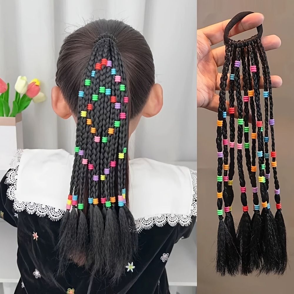 JENNIFERDZ Children Wig Braids, Cute Elasticity Kids Braided Hair Rope ...