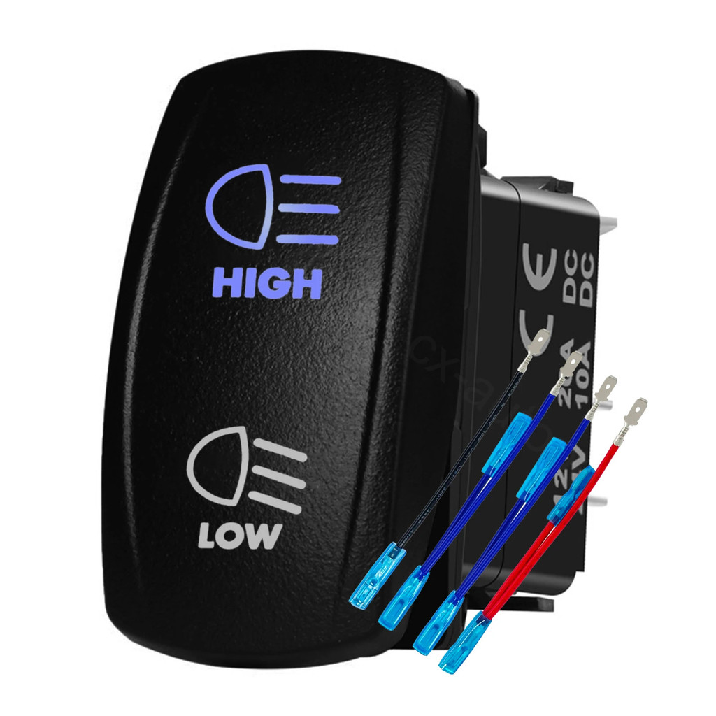 12V 24V Blue Led Light Rocker Switch High Low 7Pins on-off-on ...