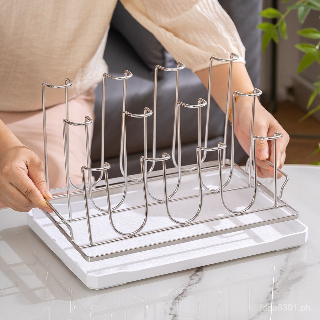 Storage Rack Beer Cup Draining Rack12Stainless Steel Cup Holder Rack ...