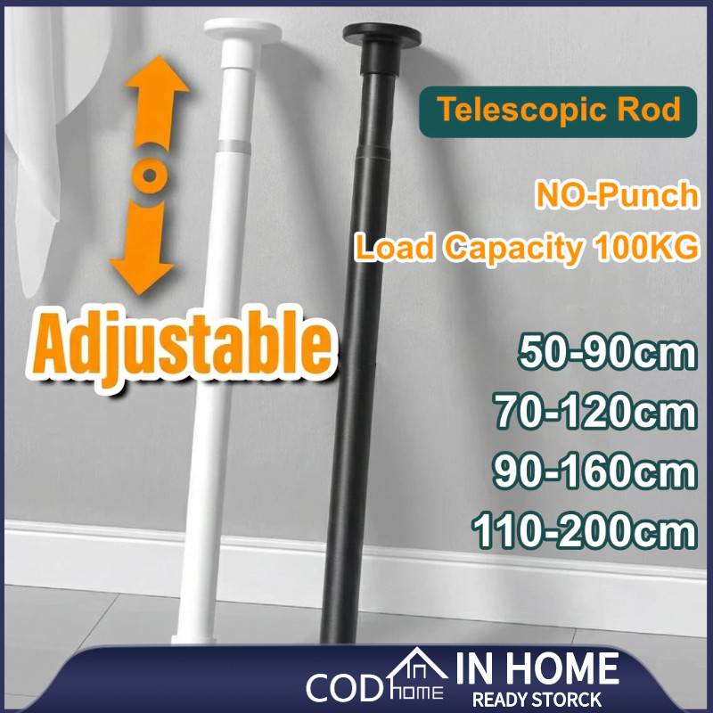 Punch-free Extendable Shower Rod Adjustable Curtain Rod for Bathroom ...