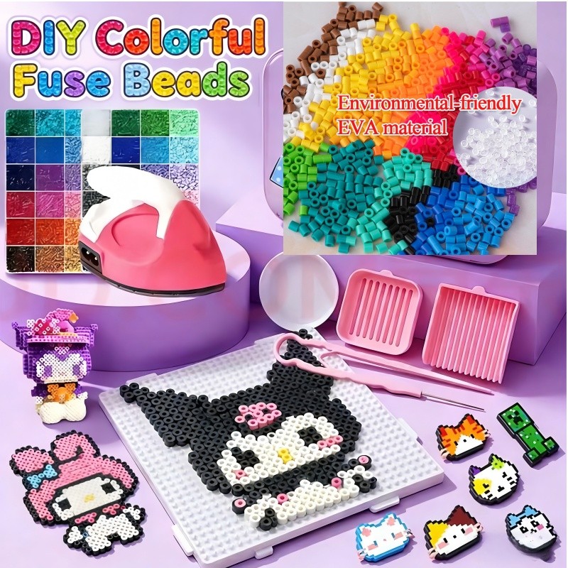 DIY Fuse Perler Beads Mixed Colors Melty Beads Craft Set Kids Handmade ...