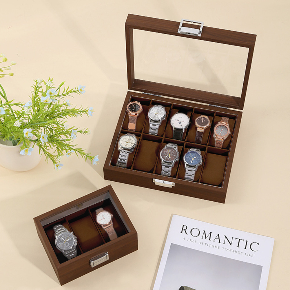 Solid Wood Watch Storage Box with Multiple Compartments and Elegant ...