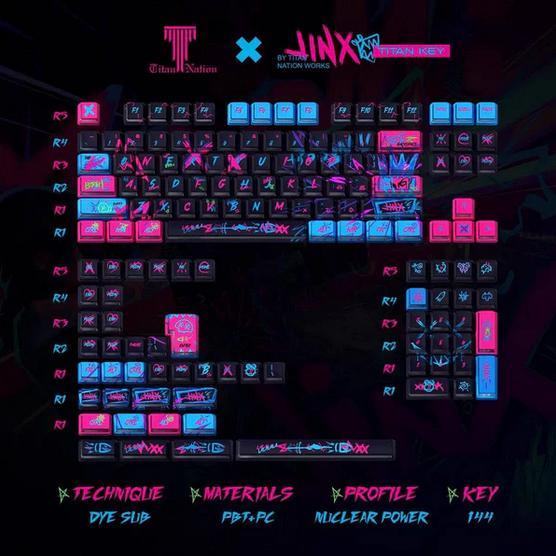 Titan Nation Arcane Jinx Keycaps Nuclear Power Profile Dyesub PBT PC ...