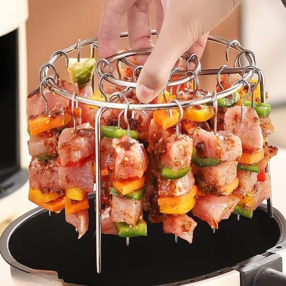 FLECI Vertical Grill Rack, String Grill 12/24 Skewer Holder, Stainless ...