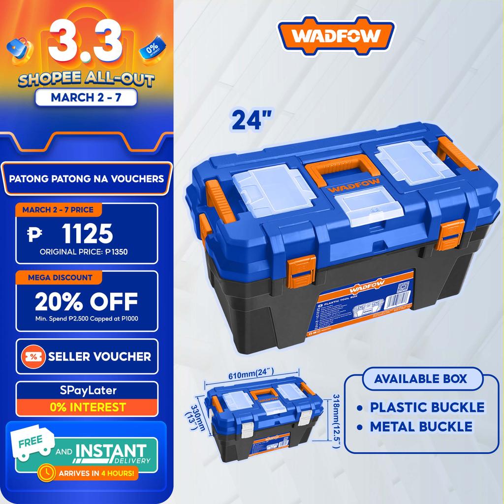 Wadfow 24-Inches Plastic Tool Box Storage Organizer Case-Plastic ...