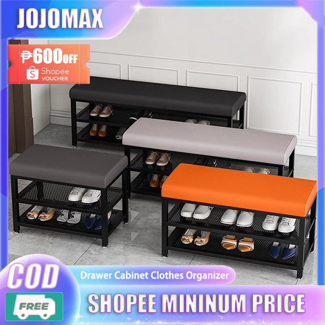 Shoe Bench 2-in-1 Metal Shoe Rack Can Sit-Type Stool Shoe Changing ...