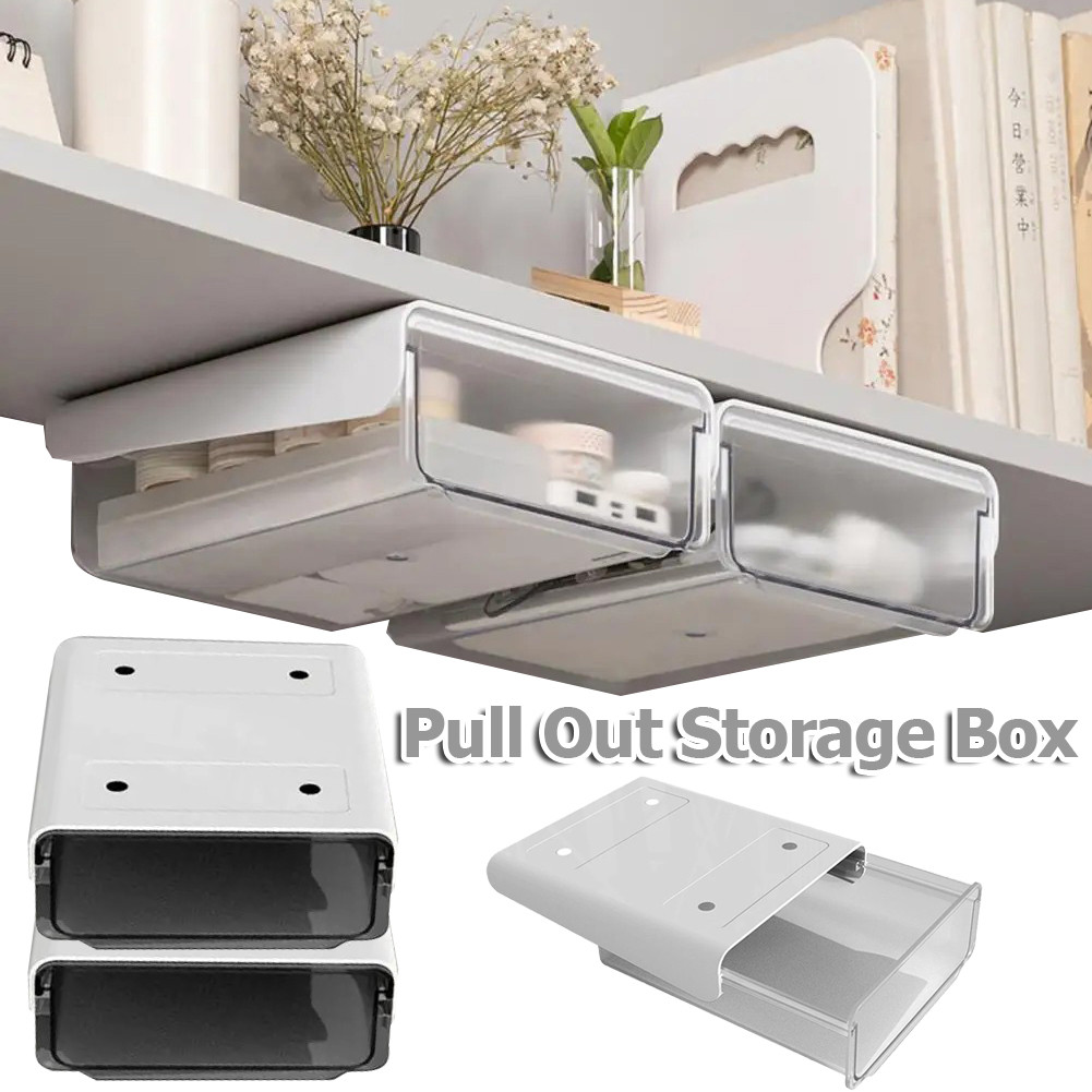 Under Desk Self-Adhesive Storage Box - Under Table Hiddens Style ...
