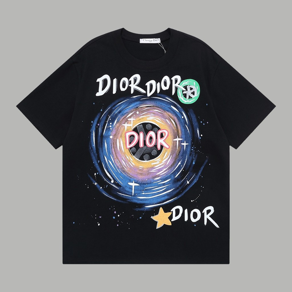 Street Style Men T Shirt 2026.2026Dior Men's and Women's Printed T Shirt Round Neck T High-end Shirt ...