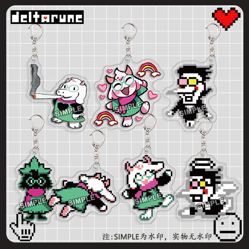 Deltarune Anime Game Keychain Pixel Style Kris Susie Ralsei Acrylic Key ...