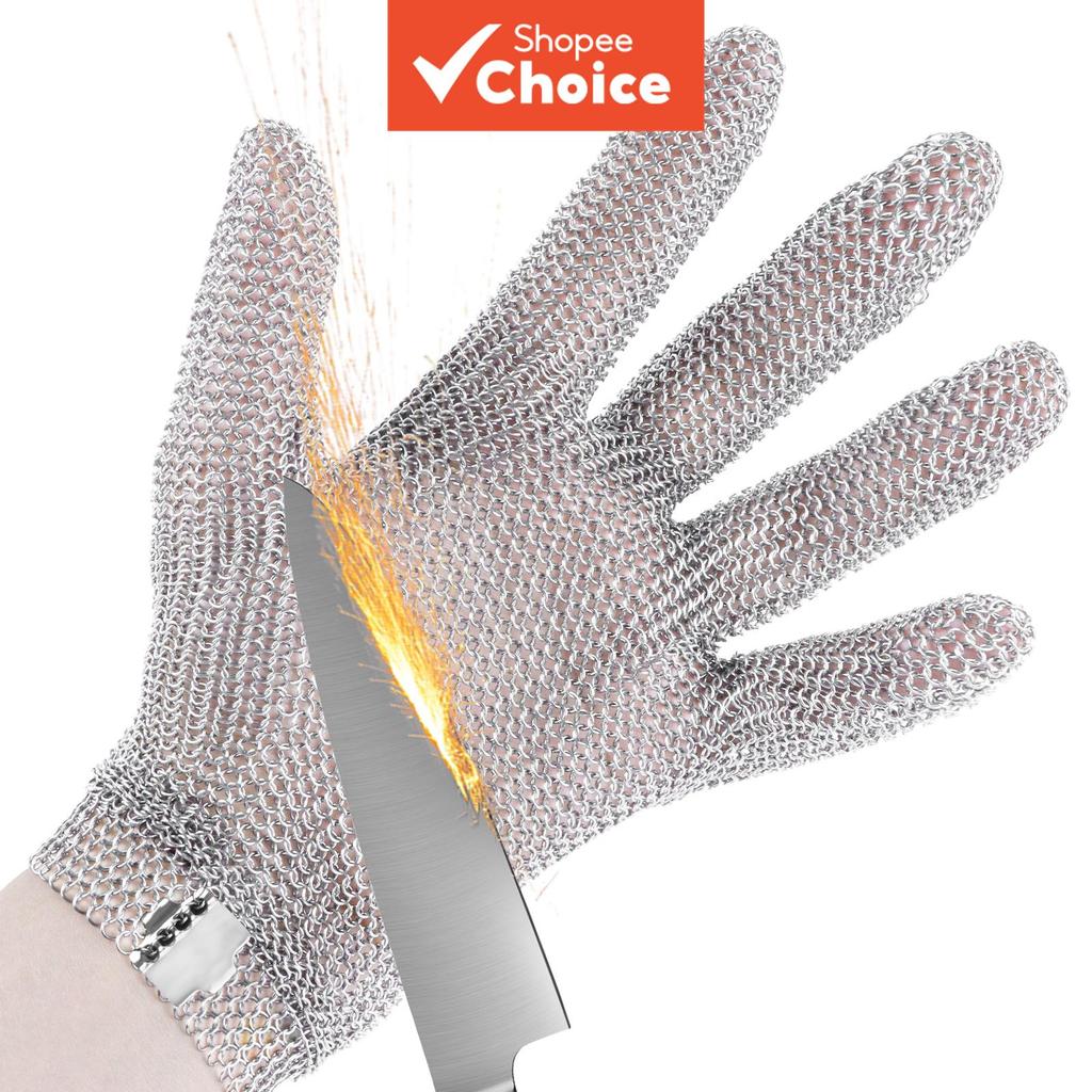 Cut Resistant Stainless Steel Mesh Glove & Safety Glasses Set for ...