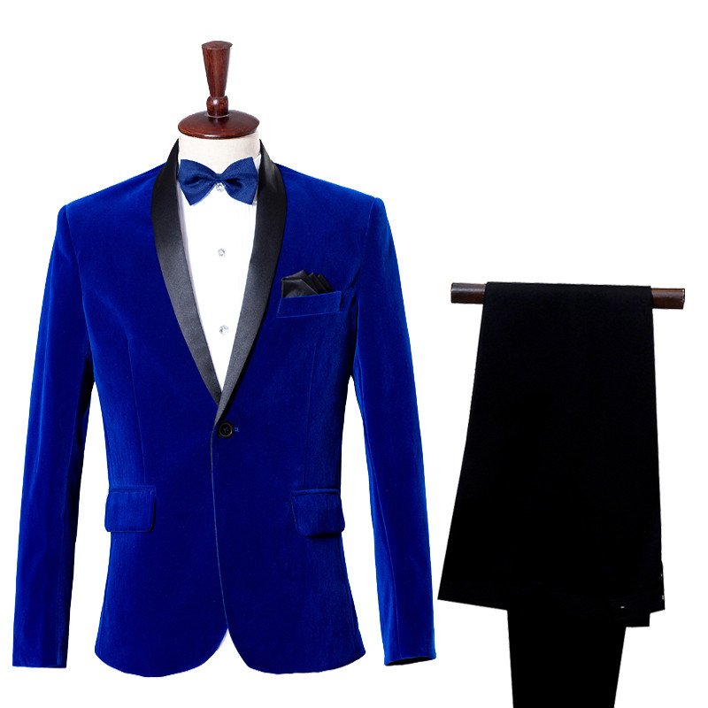 Men Casual Dress Host Suit Suit Singer Costume Groom Business Formal ...