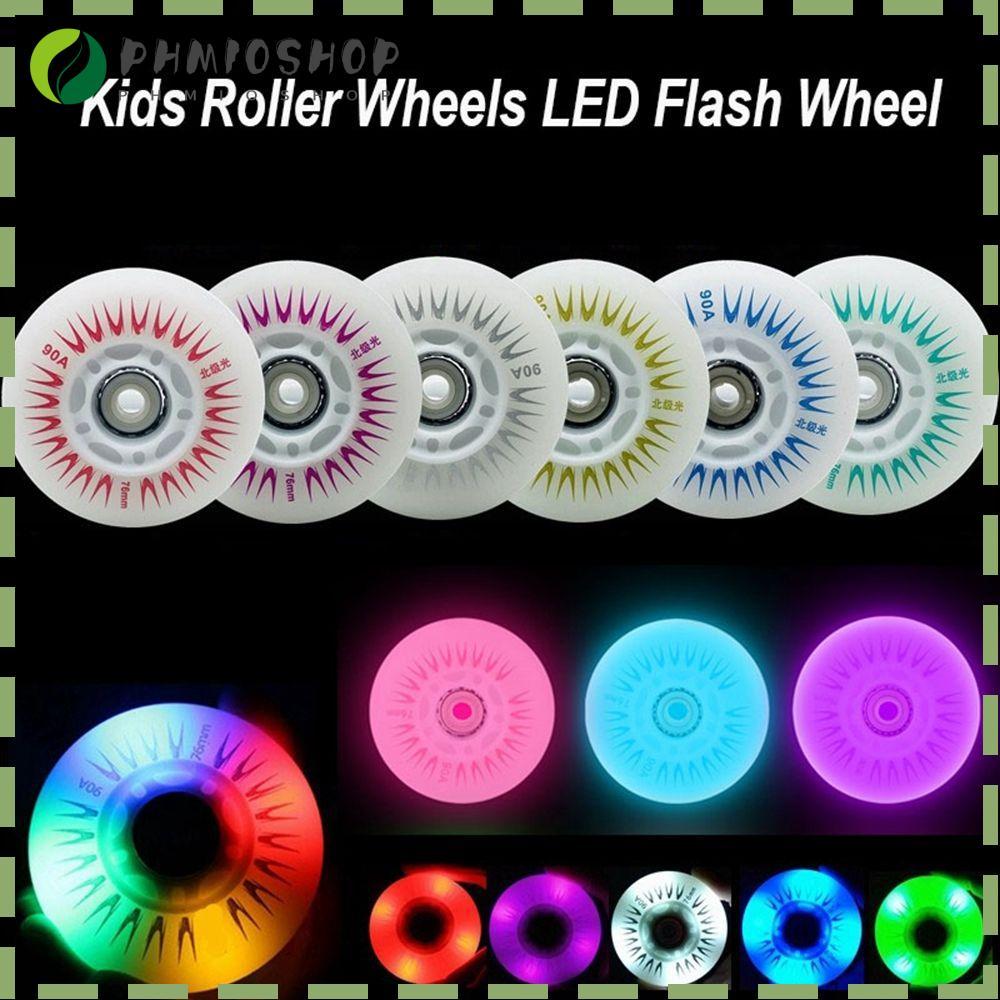 MIOSHOP 4pcs Flash Wheel Multicolors 70mm 68mm 64mm 90A Outdoor Inline ...