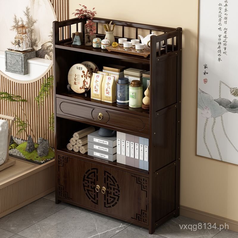 New Cabinet Chinese Style Storage Rack Solid Wood Rack Non-Tea Set Tea ...